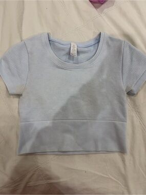 Aerie Light Blue Ribbed Crop Top